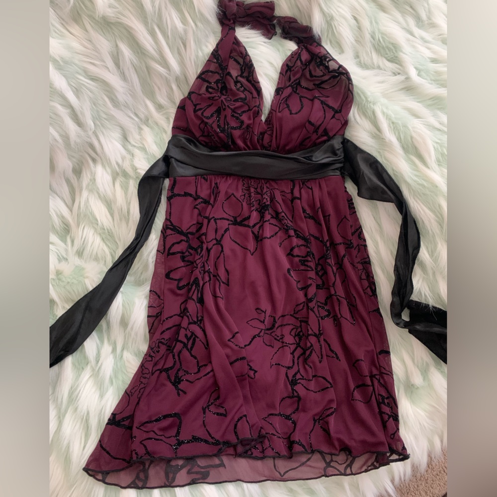 Purple Floral Halter Dress - Short - Women’s Small
